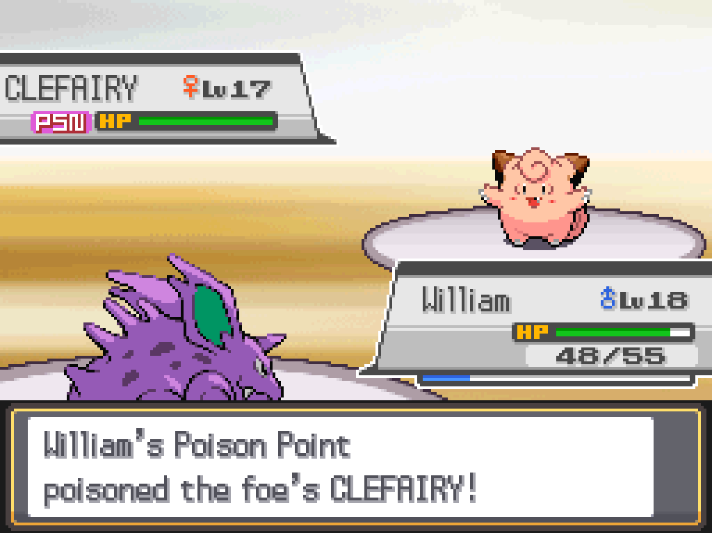 William's Poison Point poisoned the foe's Clefairy!