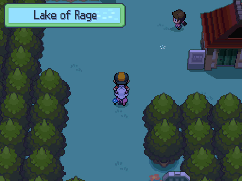 Arriving at Lake of Rage.  Trees and grass, the beginnings of rain, a small wooden house nearby.